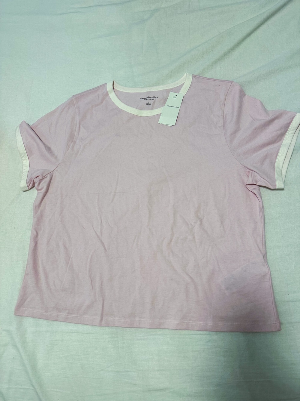 Abercrombie & Fitch Pale Pink Tee with White Trim